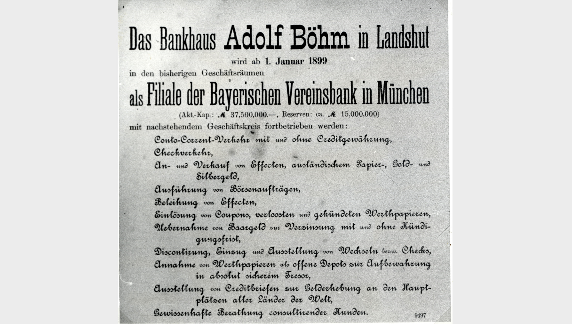 Die Bayerische Vereinsbank übernahm 1899 das erste Bankhaus außerhalb Münchens: Aus dem Bankhaus Böhm in Landshut und Regensburg wurden ihre ersten Filialen.