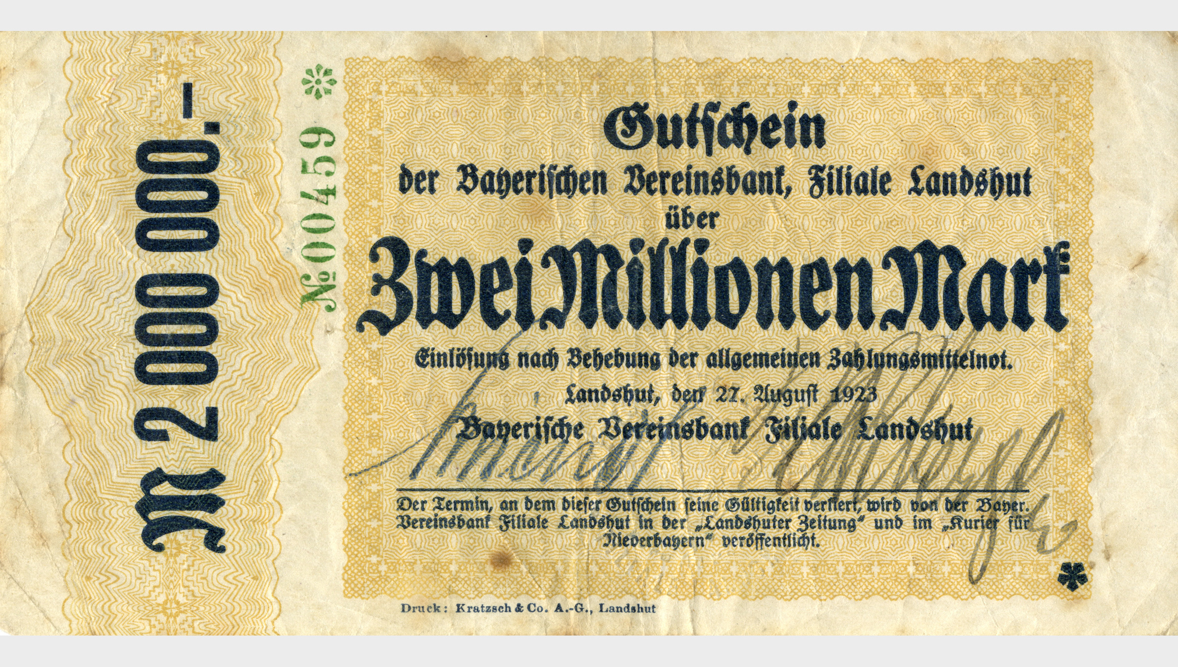 Nach der Inflation 1923 war die Bayerische Vereinsbank zu Rationalisierungsmaßnahmen gezwungen. Sie musste fast zwei Drittel der Filialen schließen. Von 4.300 Angestellten blieben 1.800 übrig.