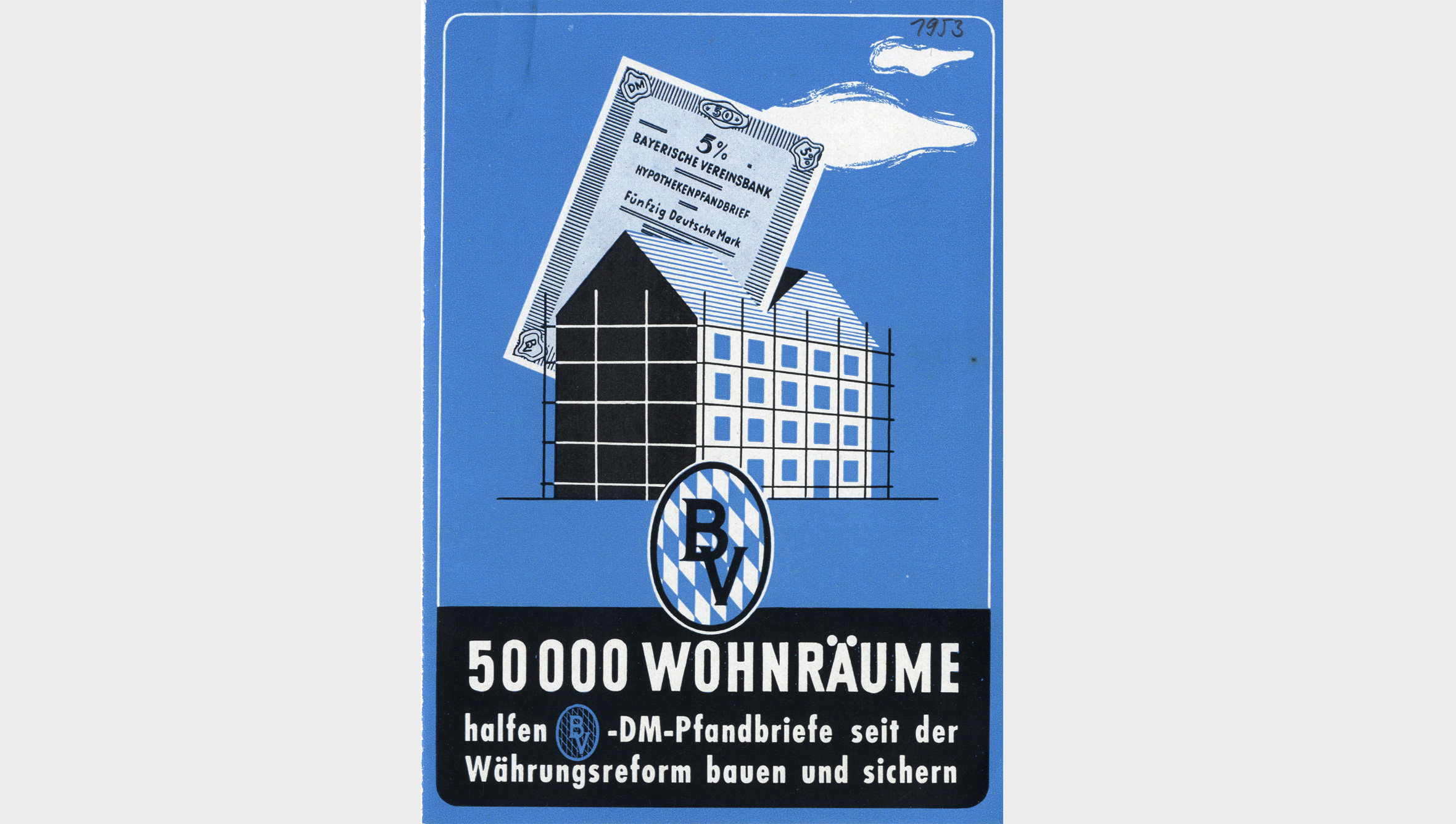 Beim Wiederaufbau bestand ein enormer Bedarf an Wohnungen. Die Hypothekenabteilung der Bayerischen Vereinsbank emittierte hierzu Pfandbriefe. Die Unternehmen investierten wieder. Die Bayerische Vereinsbank gab ihnen Kredite.
